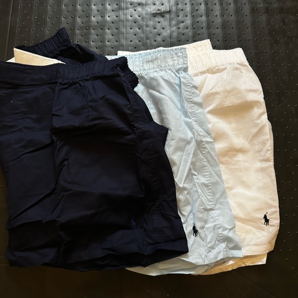 New Mens Ralph Lauren Navy, White,and Light Blue Boxer Shorts Set